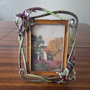 Jay Strongwater Tiger Lily Bee Summer Floral Enamel Swarovski Crystal Frame